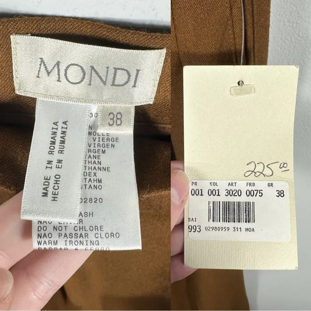 Mondi Vintage Brown Straight Fit Dress Trouser Pants NWT Size European 38/US 8